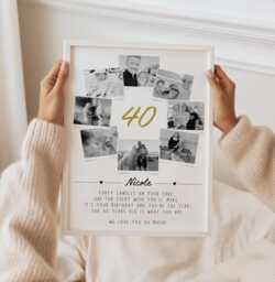 40Th Birthday Photo Gift For Friend Milestone Forty Celebration Wall Art - thumbnail 1