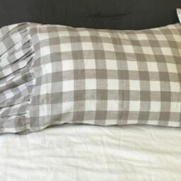A Pair Of Buffalo Check Linen Plaid Pillow Shams Feature Mermaid Long Ruffles, Inspired By French Country Style, Cases - thumbnail 3