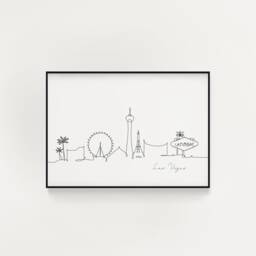 Las Vegas Skyline Print, Line Art, Poster, Minimalist Wall City Fine Art Nordic Home Decor, Landmark - thumbnail 1
