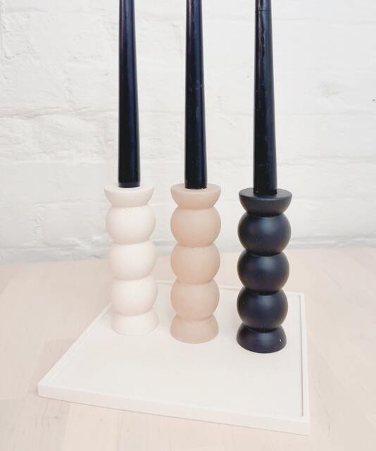 Bubble Style Tall Concrete Candle Holder - Jesmonite Candlestick Taper Modern Accessories Wedding Gift - image 1