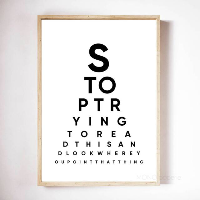 Fun Bathroom Poster, Eye Test Style Toilet Print, Loo Poster