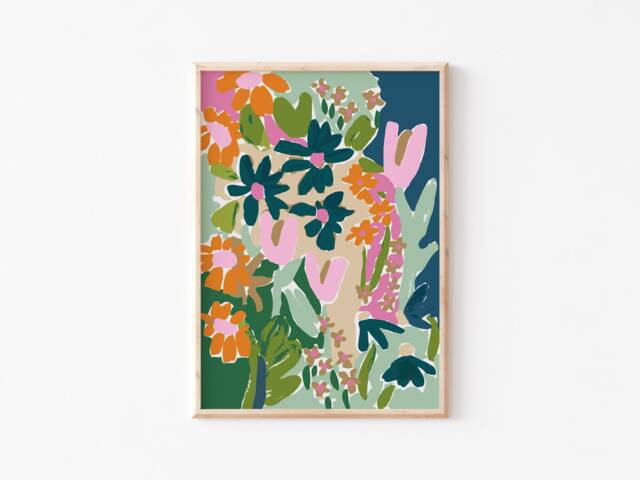 A3-A4-A5 -Floral Abstract Art Print -Colourful Nature - Floral Illustration -Bedroom Wall Unframed -Abstract Botanical - image 1