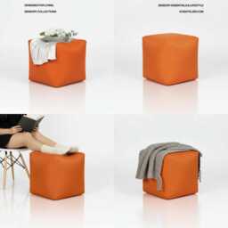 Pouffe Footstools Orange Bean Bag Ottoman Style Outdoor Water Resistant Polyester Foot Rest - thumbnail 3
