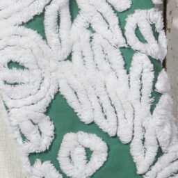 Green & White - Lush & Fluffy Vintage Chenille Christmas Stocking Flower - thumbnail 2