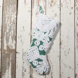 Green & White - Lush & Fluffy Vintage Chenille Christmas Stocking Flower - thumbnail 3