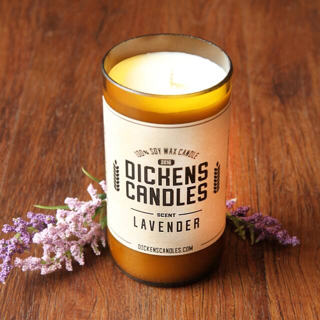 Beer Bottle Candle - Lavender 100% Soy Wax Scented Handmade & Recycled Made By Hand in Illinois, Usa - image 1