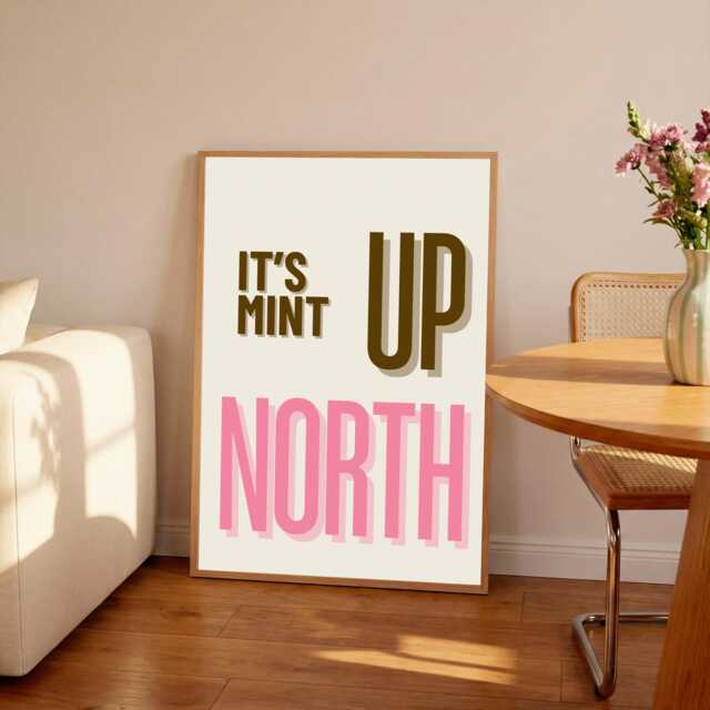 It's Mint Up North Typography Print Northern Quote, Hallway Art - image 1