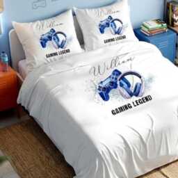 Personalised Gaming Duvet Cover Set - Custom Name Gamer Bedding For Boys Blue Controller Bedspread - thumbnail 2