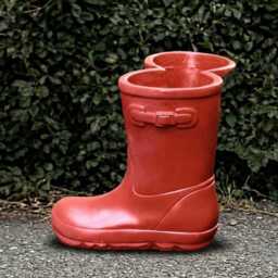 Handmade Red Concrete Boots Statue Outdoor Garden Decor Ornament