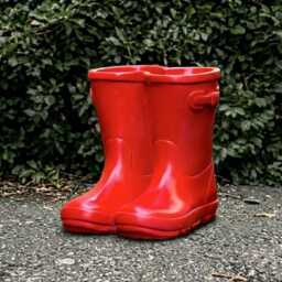 Handmade Red Concrete Boots Statue Outdoor Garden Decor Ornament - thumbnail 3