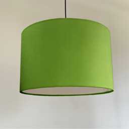 Green Cotton Drum Lampshade/ Ceiling Shade With A White Lining, Plain Grass Green