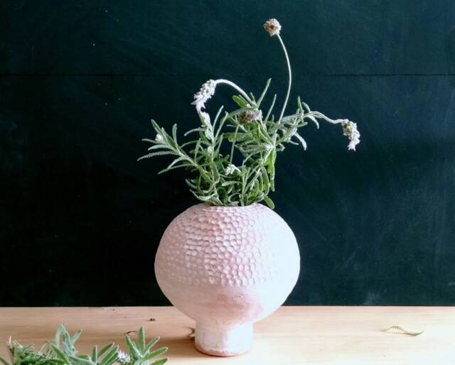 Irregular White Ceramic Vase, Wabisabi, Sculpture Relief Christmas Gift Rustic Round Vase - image 1