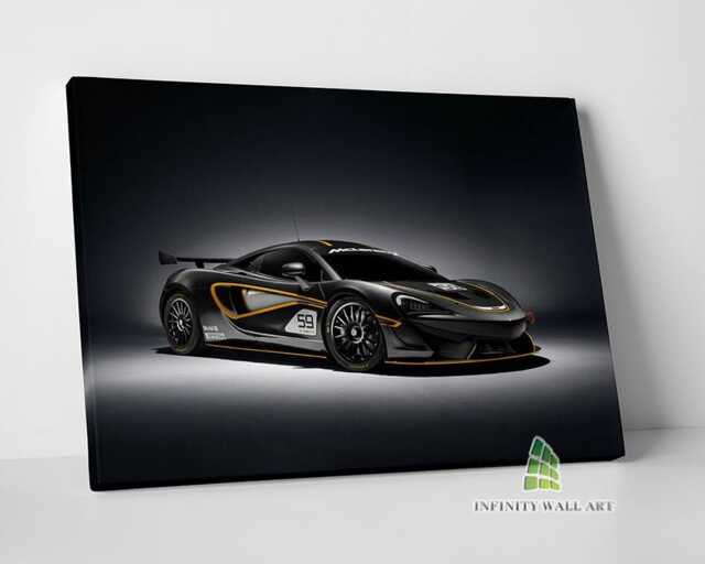 Black Mclaren Canvas Art Print Picture Racing Super Sports Cars Framed Wall Decor -E535 - image 1
