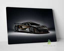Black Mclaren Canvas Art Print Picture Racing Super Sports Cars Framed Wall Decor -E535 - thumbnail 1