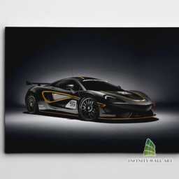 Black Mclaren Canvas Art Print Picture Racing Super Sports Cars Framed Wall Decor -E535 - thumbnail 2