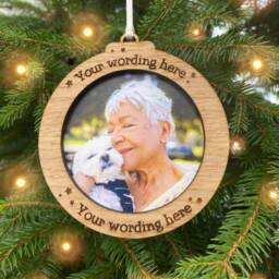 Personalised Photo Christmas Ornament Engraved Oak Keepsake - thumbnail 2