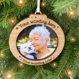 Personalised Photo Christmas Ornament Engraved Oak Keepsake - thumbnail 3