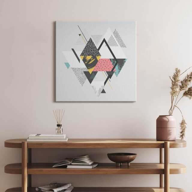 Geometric Pattern Canvas, Wall Art Picture, Beige Decoration, Abstraction Canvas - image 1