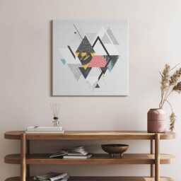 Geometric Pattern Canvas, Wall Art Picture, Beige Decoration, Abstraction Canvas - thumbnail 1