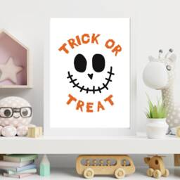Trick Or Treat Smile Halloween Print - Purple Festive Fall Autumn Poster Home Decor Gift Bespoke A5 A4 A3 Framed - thumbnail 3