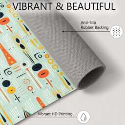 Mint Orange Retro Atomic Pattern Rug Non-Slip Soft Area Carpet Bedroom Living Room Hallway Mat Decor - Made in UK - thumbnail 4