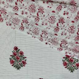 Hand Block Printed Queen Quilt Reversible Indian Cotton Bedspread - thumbnail 3