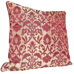Throw Pillow Case Antique Red & Gold Silk Broccatelle Luigi Bevilacqua Fabric Rinascimento Pattern - Made in Italy - thumbnail 2