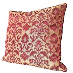 Throw Pillow Case Antique Red & Gold Silk Broccatelle Luigi Bevilacqua Fabric Rinascimento Pattern - Made in Italy - thumbnail 3