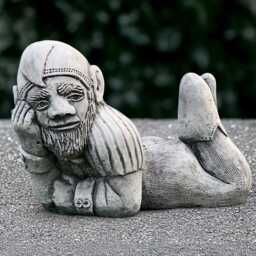 Stone Laying Gnome Statue Relaxing Sculpture Cement Troll Figurine Outdoor Pixie Ornament Gnome Lover Gift Handmade Yard Art - thumbnail 1
