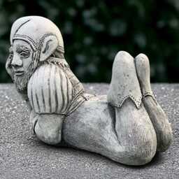 Stone Laying Gnome Statue Relaxing Sculpture Cement Troll Figurine Outdoor Pixie Ornament Gnome Lover Gift Handmade Yard Art - thumbnail 3