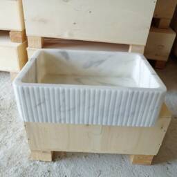 Carrara Marble Fluted Sink Wall Mount Bathroom Vanity - thumbnail 4