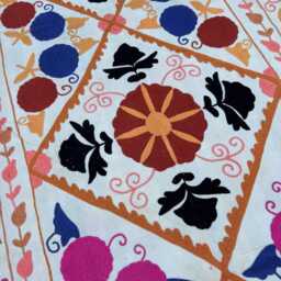 Cotton Suzani Throw Quilt - Handmade Embroidery, Boho-Chic Home Accent, Vibrant Ethnic Bedding - thumbnail 3