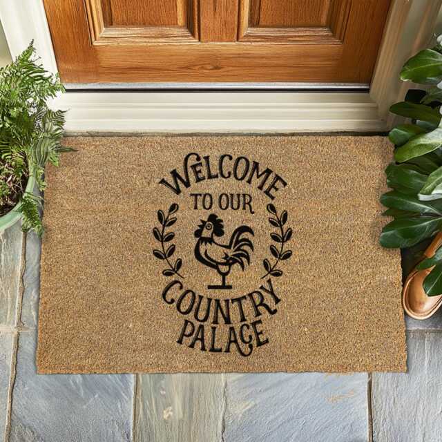Welcome To Our Country Palace Doormat - Funny Farmhouse Mat, Rustic Chic Entry Rug, Whimsical Gift, Royal Home Decor - image 1