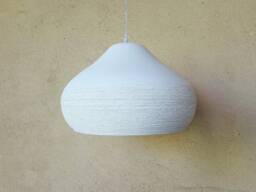 Handmade Ceramic Pendant Light Off White Carved Texture - thumbnail 3