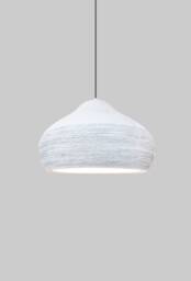 Handmade Ceramic Pendant Light Off White Carved Texture - thumbnail 1