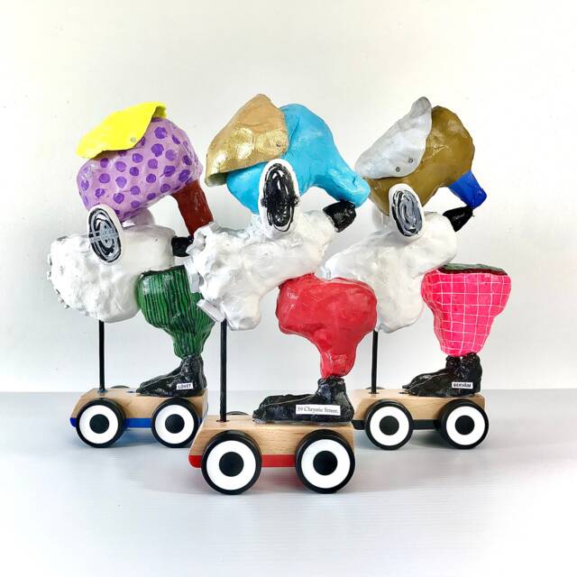 Abstract Car Sculpture Handmade Paper Clay Art Object - image 1
