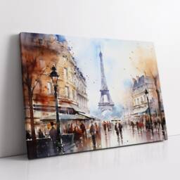 Paris France Eiffel Tower Cityscape Landmark Oil Painting Watercolor Wall Art Framed Canvas Poster Print Home Office Room Decor Gifts - thumbnail 2
