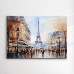 Paris France Eiffel Tower Cityscape Landmark Oil Painting Watercolor Wall Art Framed Canvas Poster Print Home Office Room Decor Gifts - thumbnail 3