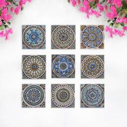 9 Handmade Ceramic Wall Tiles Matt Blue Outdoor Garden Decor, - 20cm/7.9 - thumbnail 1