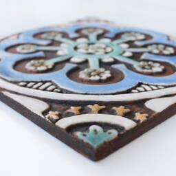 9 Handmade Ceramic Wall Tiles Matt Blue Outdoor Garden Decor, - 20cm/7.9 - thumbnail 3