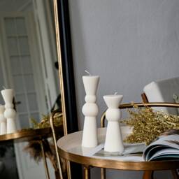 Medium Ribbed Pillar Interior Sculptural Candles Handmade Home Decor - thumbnail 3