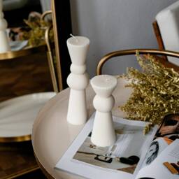 Medium Ribbed Pillar Interior Sculptural Candles Handmade Home Decor - thumbnail 2