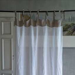 White Sheer Linen Curtain, Top Tie Window Panel, Custom Boho Curtains - thumbnail 2