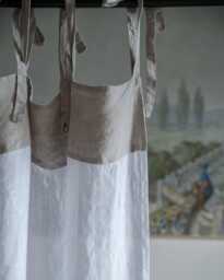 White Sheer Linen Curtain, Top Tie Window Panel, Custom Boho Curtains
