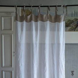 White Sheer Linen Curtain, Top Tie Window Panel, Custom Boho Curtains - thumbnail 3