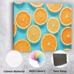 Fresh Orange & Lemon Slice Water Pattern Canvas Wall Art Print Decor Picture Ready To Hang - thumbnail 2