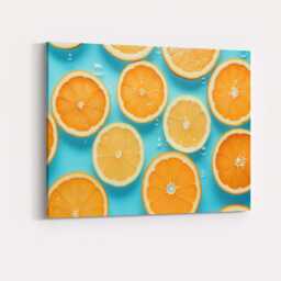 Fresh Orange & Lemon Slice Water Pattern Canvas Wall Art Print Decor Picture Ready To Hang - thumbnail 4