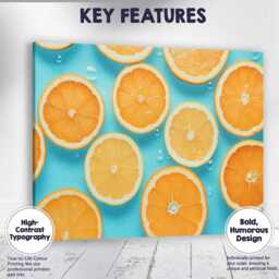 Fresh Orange & Lemon Slice Water Pattern Canvas Wall Art Print Decor Picture Ready To Hang - thumbnail 1