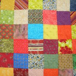 Queen Size Patchwork Quilt Warm Earthtone Cotton Bedding - 93x93 - thumbnail 2