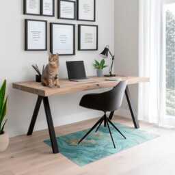 Marble Sis-Flores Computer Chair Mat, Turquoise Office Abstraction Vinyl Floor Protector, Protector